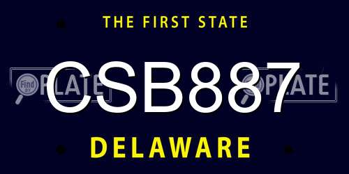 CSB887 Delaware License Plate