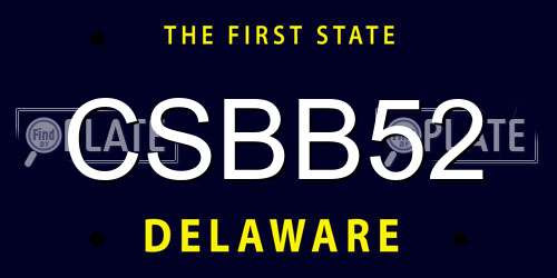 CSBB52 Delaware License Plate