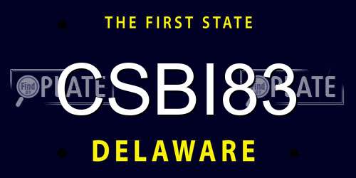 CSBI83 Delaware License Plate