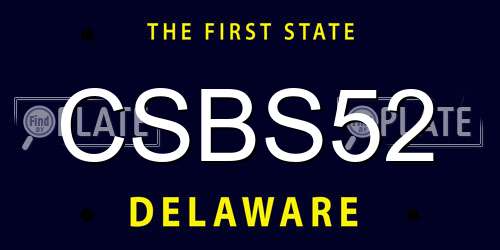 CSBS52 Delaware License Plate