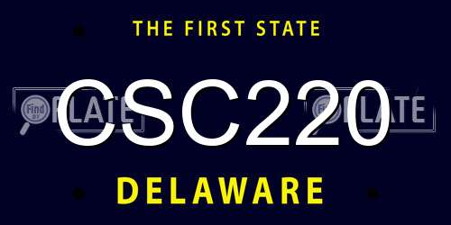 CSC220 Delaware License Plate