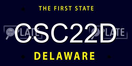 CSC22D Delaware License Plate