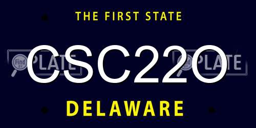CSC22O Delaware License Plate