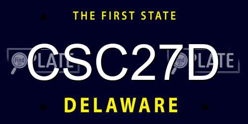 CSC27D Delaware License Plate