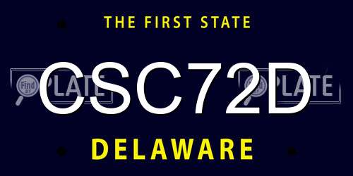 CSC72D Delaware License Plate
