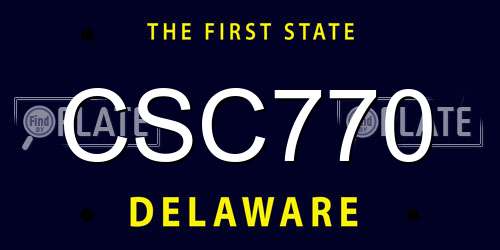 CSC770 Delaware License Plate
