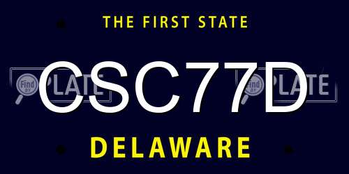 CSC77D Delaware License Plate