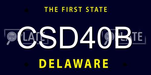 CSD40B Delaware License Plate