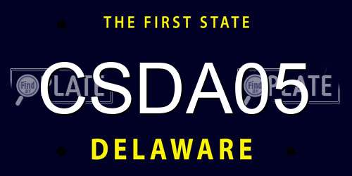 CSDA05 Delaware License Plate