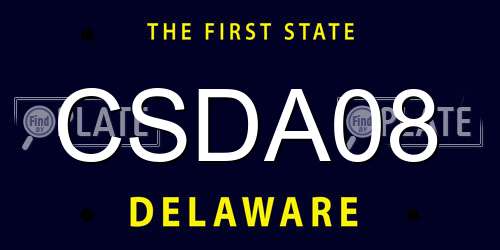 CSDA08 Delaware License Plate