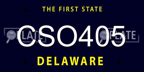 CSO405 Delaware License Plate