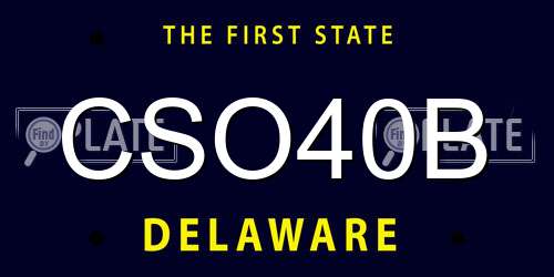 CSO40B Delaware License Plate