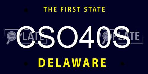CSO40S Delaware License Plate