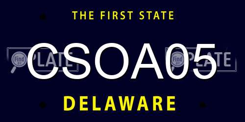 CSOA05 Delaware License Plate