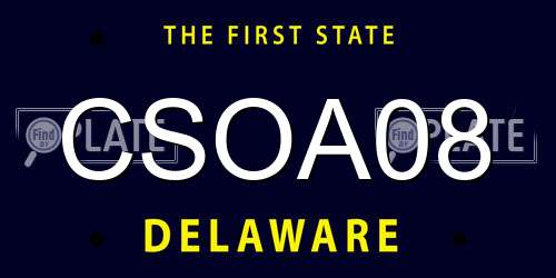 CSOA08 Delaware License Plate