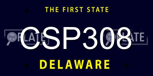 CSP308 Delaware License Plate