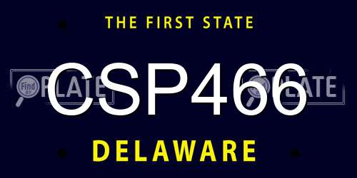 CSP466 Delaware License Plate