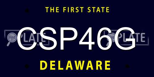 CSP46G Delaware License Plate