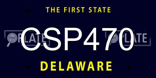 CSP470 Delaware License Plate