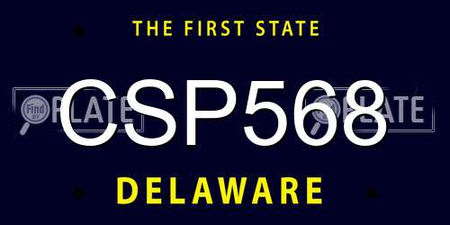 CSP568 Delaware License Plate