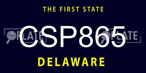 CSP865 Delaware License Plate