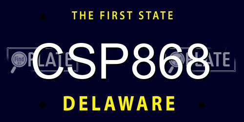 CSP868 Delaware License Plate