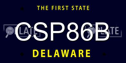 CSP86B Delaware License Plate