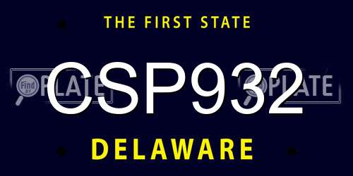 CSP932 Delaware License Plate
