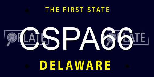 CSPA66 Delaware License Plate