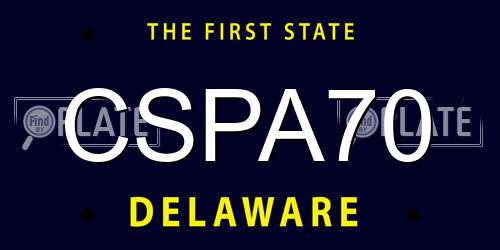 CSPA70 Delaware License Plate