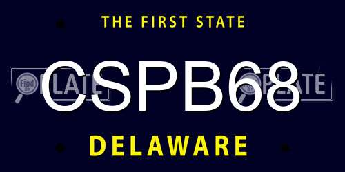 CSPB68 Delaware License Plate