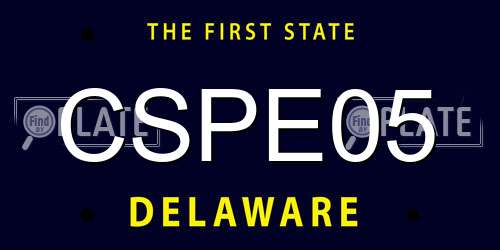 CSPE05 Delaware License Plate