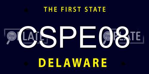CSPE08 Delaware License Plate