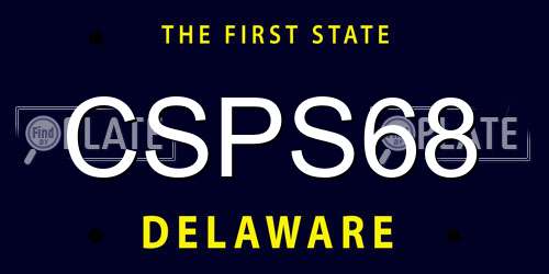 CSPS68 Delaware License Plate