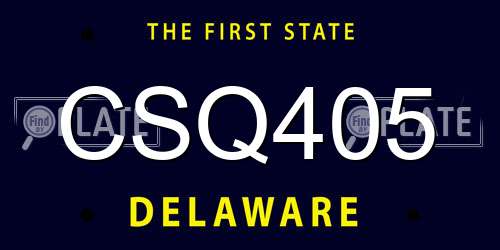 CSQ405 Delaware License Plate