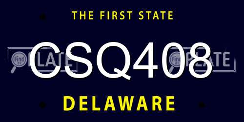 CSQ408 Delaware License Plate