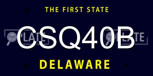 CSQ40B Delaware License Plate