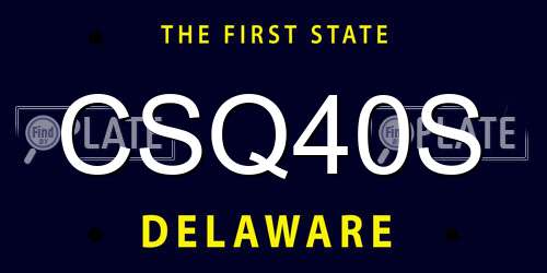 CSQ40S Delaware License Plate