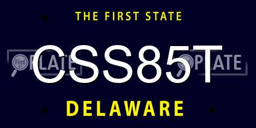CSS85T Delaware License Plate