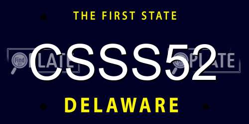 CSSS52 Delaware License Plate