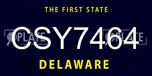 CSY7464 Delaware License Plate