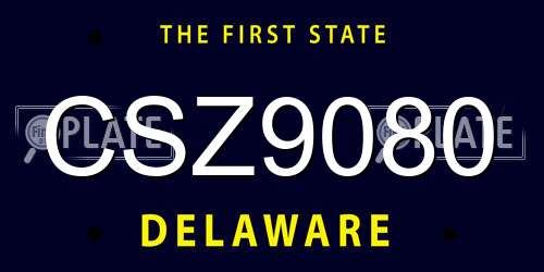 CSZ9080 Delaware License Plate