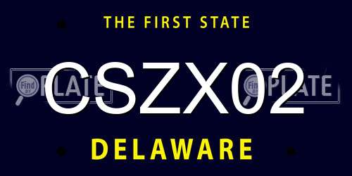 CSZX02 Delaware License Plate