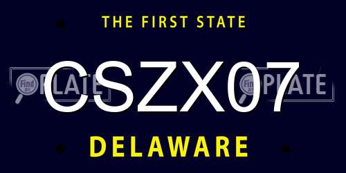 CSZX07 Delaware License Plate