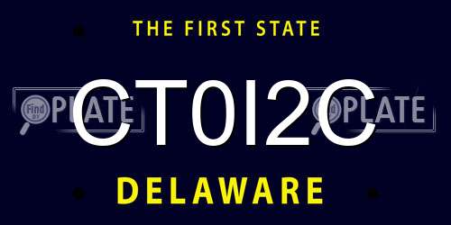 CT0I2C Delaware License Plate