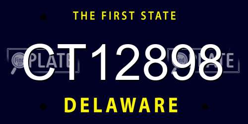 CT12898 Delaware License Plate