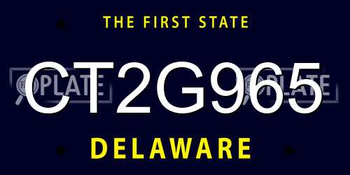 CT2G965 Delaware License Plate