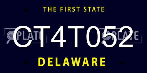 CT4T052 Delaware License Plate