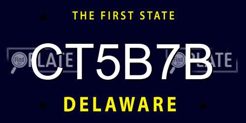 CT5B7B Delaware License Plate