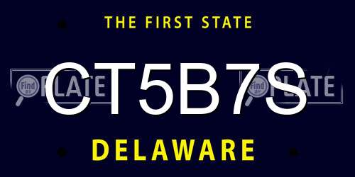CT5B7S Delaware License Plate